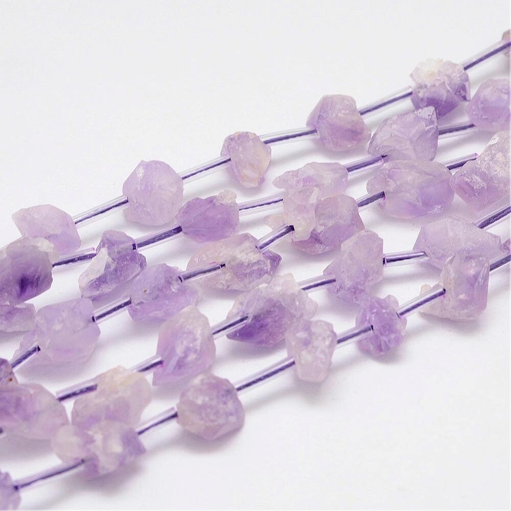 10 x natural amethyst nuggets, varying sizes from 11-18mm x 11-19mm x 5-10mm, drilled (hole: 1.2mm)