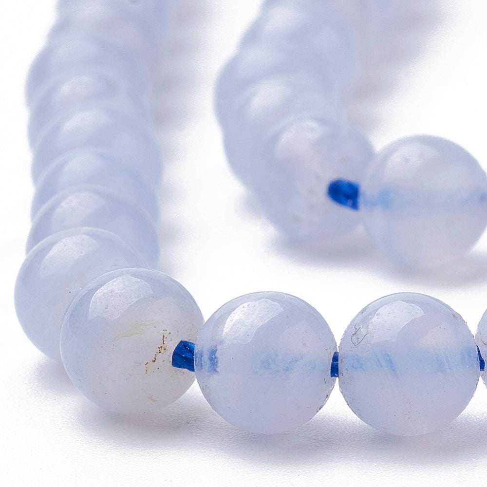 1 x strand natural grey/blue opaque chalcedony 6mm beads, round, drilled (hole approximately 1mm), approximately 60 beads per strand